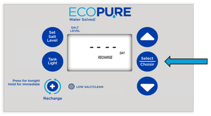 Ecopure EP Max Days Recharge Select Screen