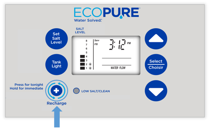 time ep ecopure recharge screen display